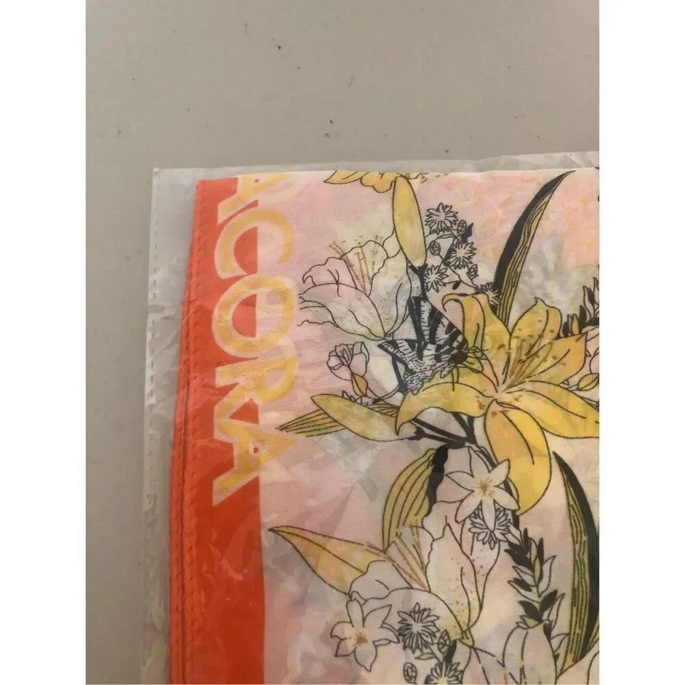 NORA Orange Floral Butterfly Square Scarf Lightweight Wrap